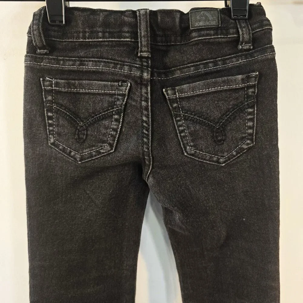 Jordache Girls Black Denim Jeans Size 5 Bootcut Adjustable Waist